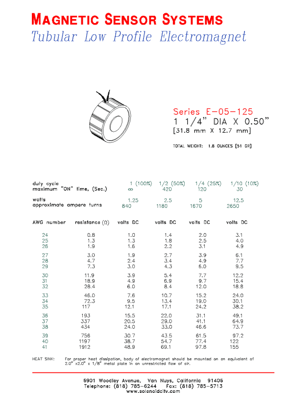 Tubular Electromagnet  E-05-125  Page 1