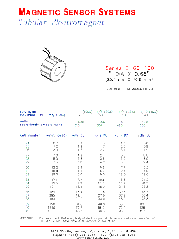 Tubular Electromagnet  E-66-100  Page 1