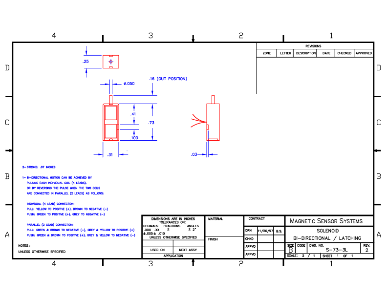 Bi-Directional Latching Solenoid S-73-3L