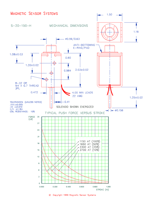 Open Frame Push Type Solenoid  S-20-150-H  Page 2