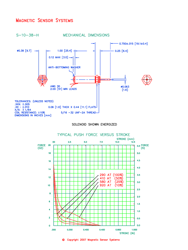 Tubular Push Type Solenoid  S-10-38-H  Page 2