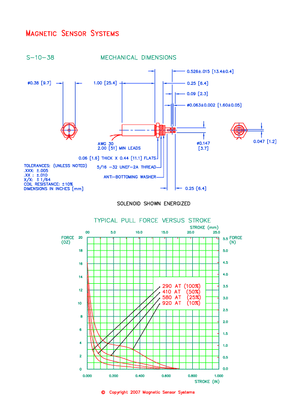 Tubular Pull Type Solenoid  S-10-38  Page 2