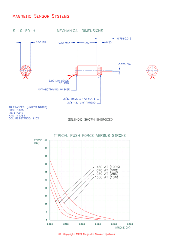 Tubular Push Type Solenoid  S-10-50-H  Page 2