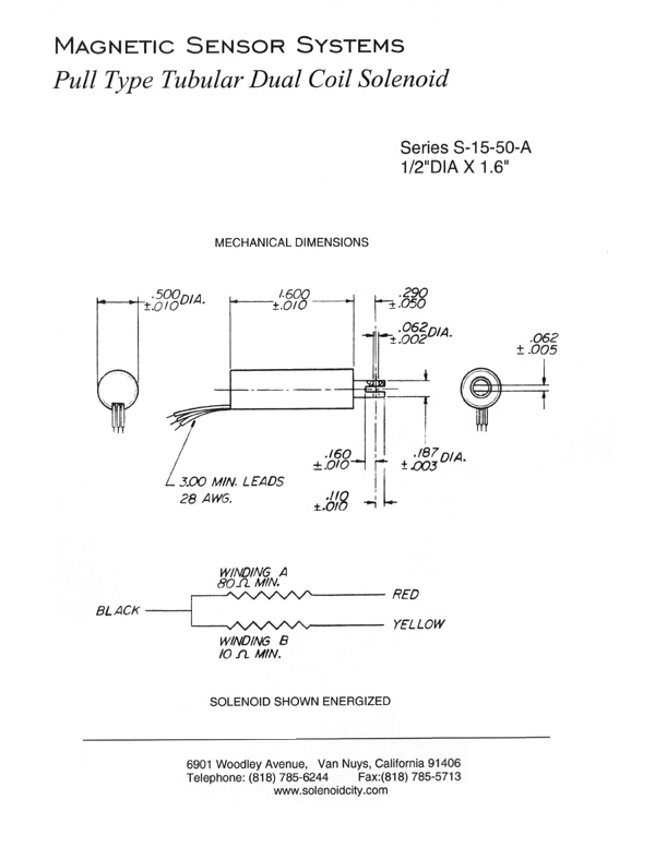Tubular Pull Type Solenoid  S-15-50-A  Page 1
